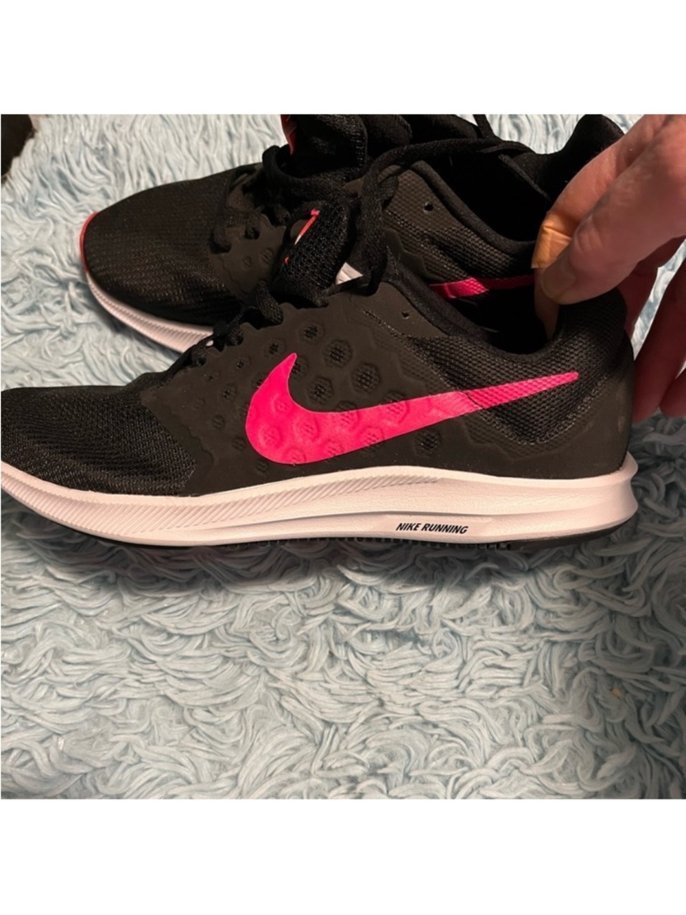 NWOT Nike Women’s Black Running Shoes with Pink Swoosh